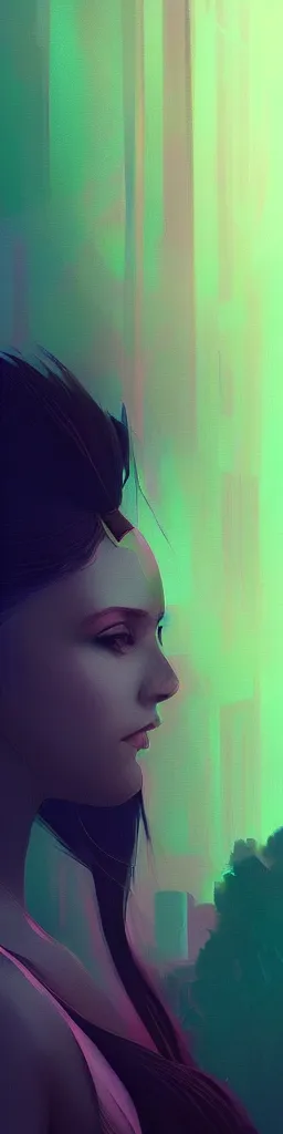 Prompt: SIP TECH sharp focus, intricate, elegant, digital painting, artstation, matte, highly detailed, concept art, illustration, volumetric lighting, purple green color scheme, art by Ilya Kuvshinov, artgerm