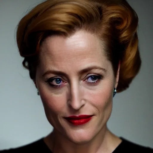 Prompt: gillian anderson as a noir femme fatale