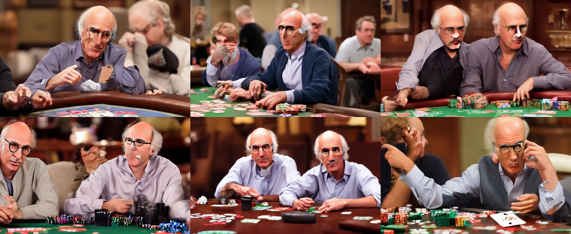 Prompt: larry david playing poker