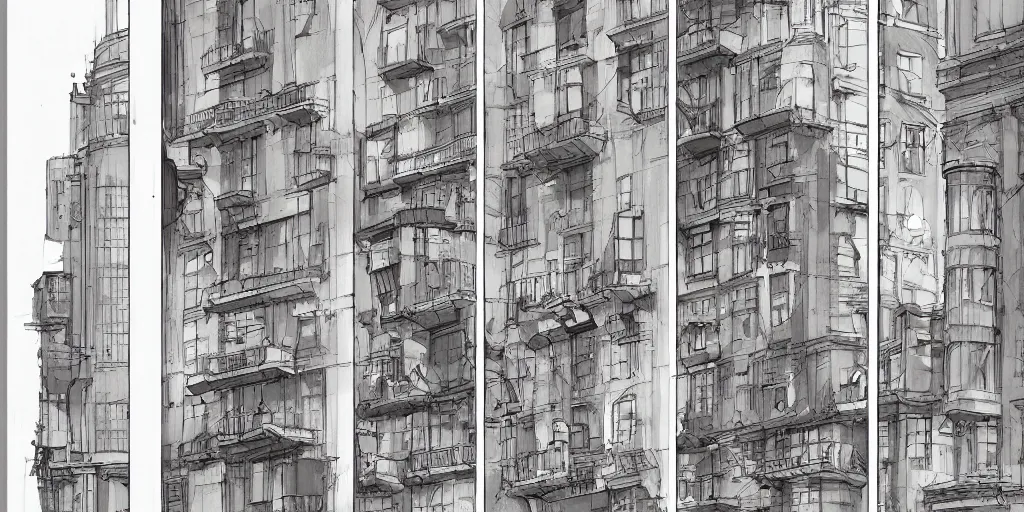 Prompt: cartoonish windows of chicago buildings, people minding their business at their apartaments, eating dinner, character sheet, fine details, concept design, contrast, kim jung gi, greg rutkowski, watercolor, trending on artstation, 8 k, full body, turnaround, front view, back view, ultra wide angle