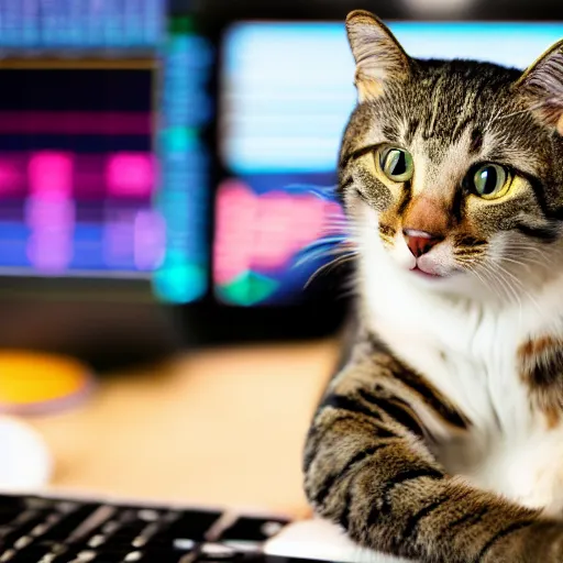 Image similar to photo of anthropomorphic cat trading stocks