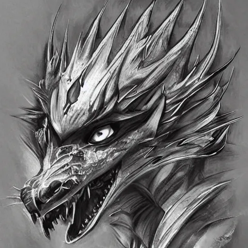 Image similar to handsome male anthropomorphic silver dragon, headshot profile picture, large eyes, commission on furaffinity, sketch drawing
