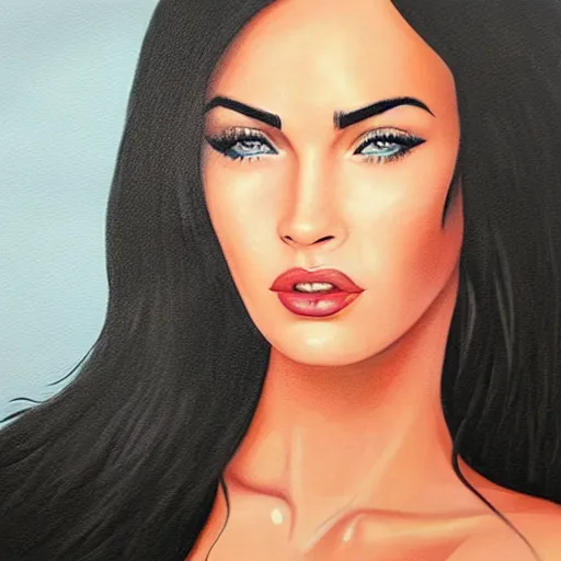 Image similar to “Megan Fox coffee paintings, ultra detailed portrait, 4k resolution”
