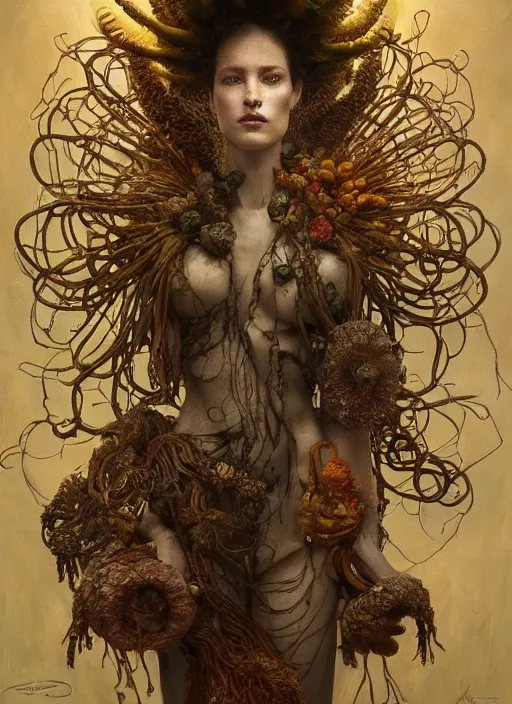 Image similar to highly detailed oil painting | very intricate | cinematic lighting | award - winning | bacteria shaman tardigrade fashion by alexander mcqueen | by roberto ferri, by tom bagshaw, by j. c. leyendecker and klimt, american romanticism, by austin osman spare, artstation, cgsociety, official art, octane