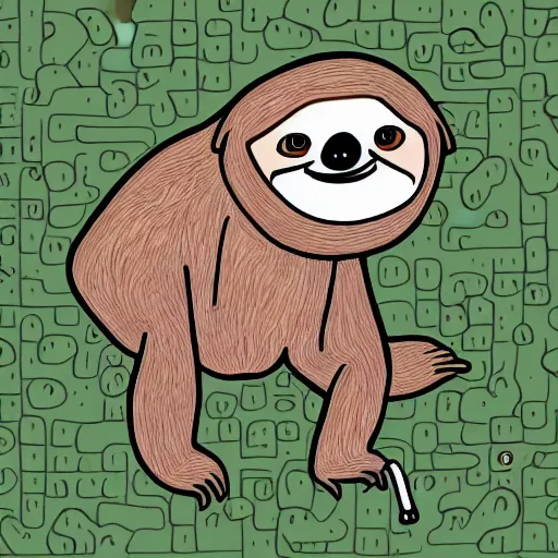 Image similar to sloth stoned af, cartoon, animation, drawing