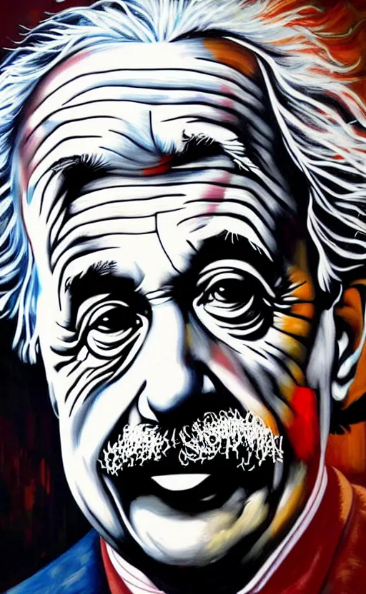 Image similar to a portrait of albert einstein and his equation, by sandra chevrier