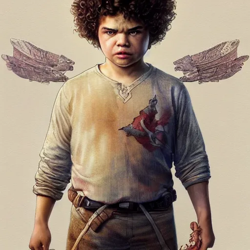 Image similar to gaten matarazzo as e. honda, ultra realistic, concept art, intricate details, eerie, highly detailed, photorealistic, octane render, 8 k, unreal engine. art by artgerm and greg rutkowski and magali villeneuve and alphonse mucha