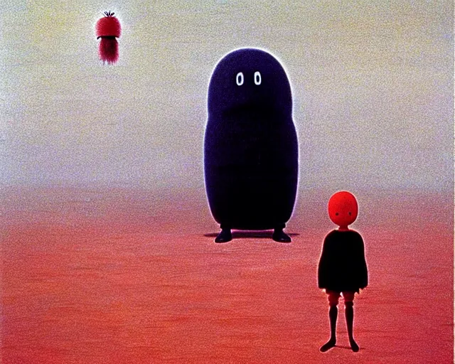 Image similar to no face from spirited away. angry art by beksinski and salvador dali. a still from spirited away by studio ghibli. surrealism, yves tanguy. beksinski art style