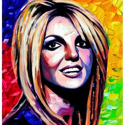 Prompt: palette knife oil painting of britney spears