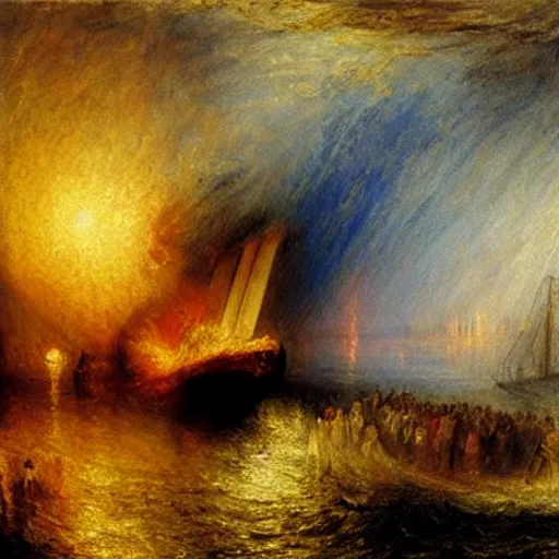 Prompt: the sinking of the Titanic painted by J.M.W. Turner