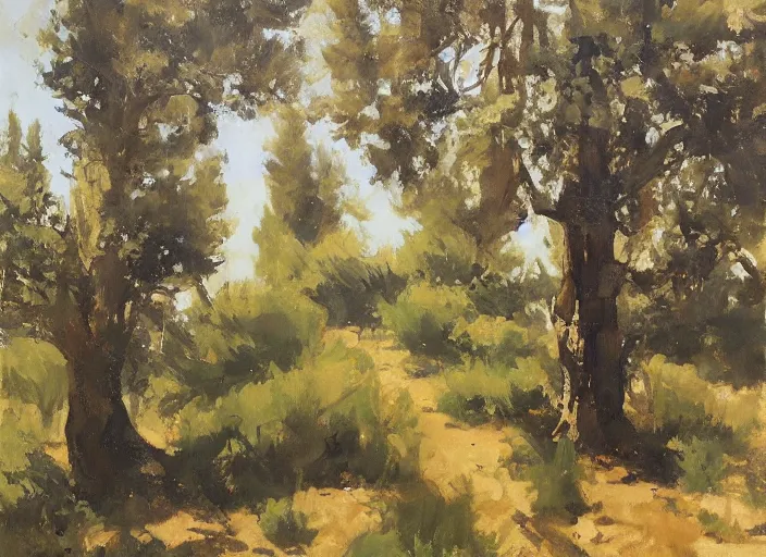 Image similar to a highly detailed beautiful portrait of the king of lebanon among cyprus trees, by gregory manchess, james gurney, james jean