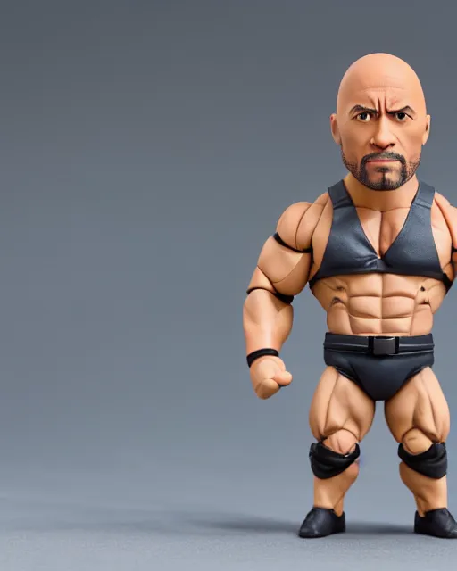 Prompt: full body of dwayne johnson as a nendoroid! ballerina figurine, studio lighting, grey background, no shadow, trending on artstation, 8 k, highly detailed