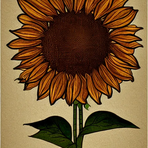 Image similar to sunflower, da vinci style