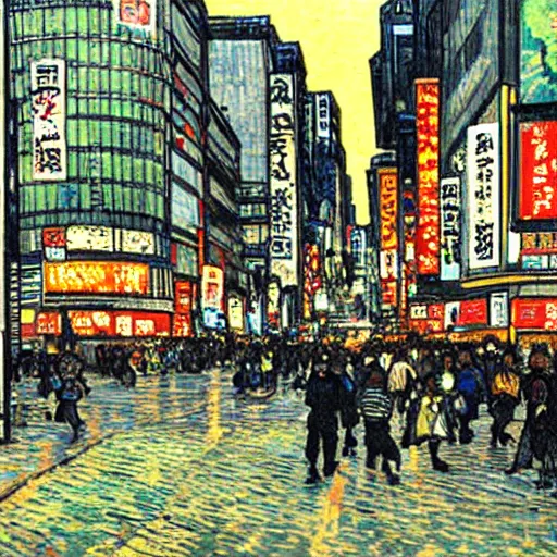 Prompt: akihabara by van gogh