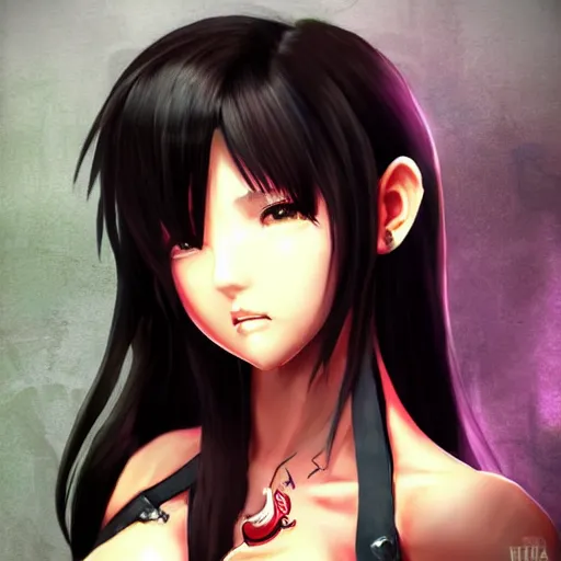 Prompt: fantasy art of tifa lionheart in style of wang ling wlop