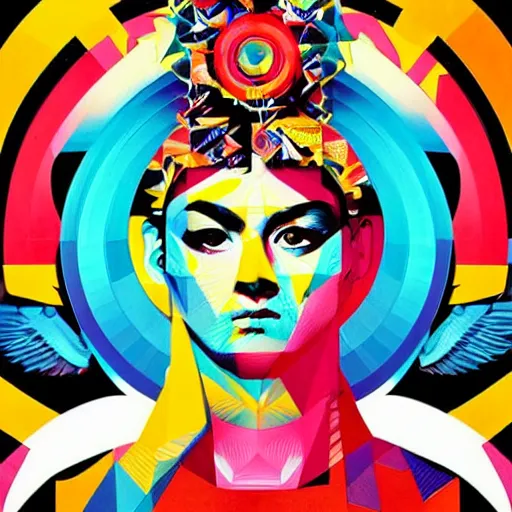 Image similar to God portrait by Tristan Eaton, geometric, trending dribble, behance