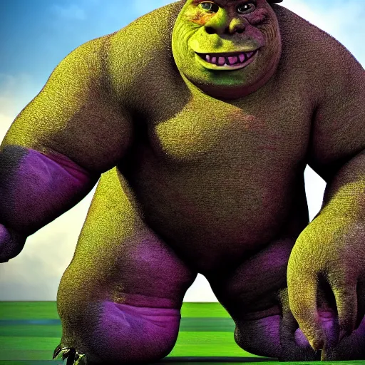 Prompt: big sir monster is a hybrid of shrek, big foot, elephant, and hippo