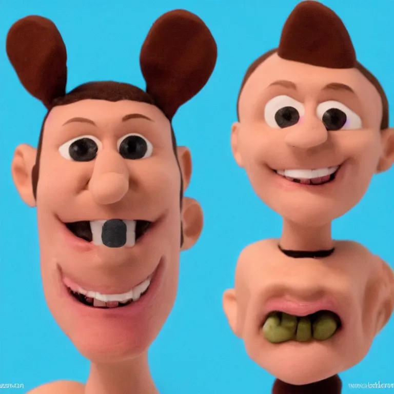 Image similar to claymation character devin montes smiling cartoon head