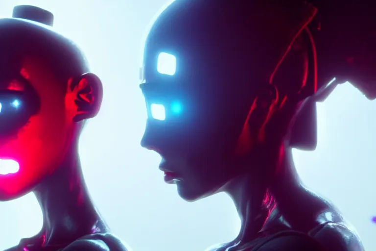 Image similar to vfx film, love death and robots, flat color profile low - key lighting award winning photography arri alexa cinematography, hyper real photorealistic cinematic, atmospheric cool colorgrade