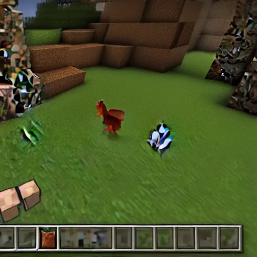 Image similar to random screenshoot from minecraft with player and chickens, elegant, sharp focus, golden ratio, boost with california filter, than you