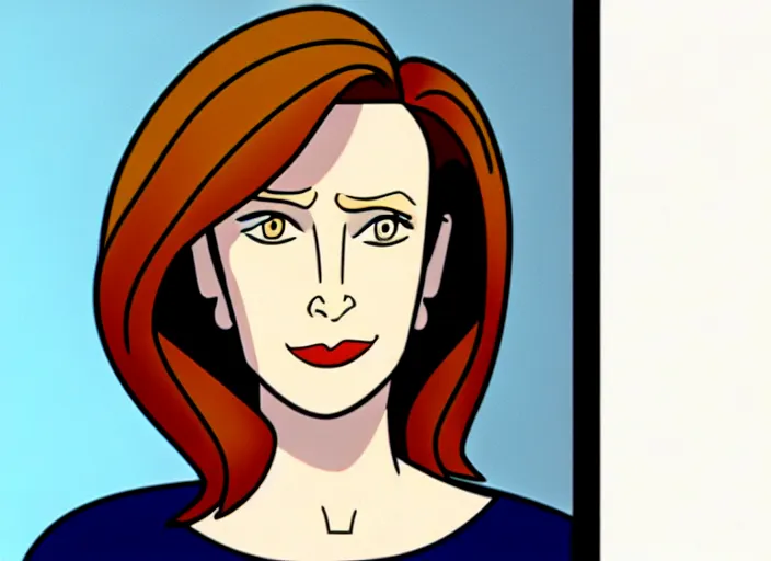 Image similar to an animation cel of dana scully, in the style of netflix animation