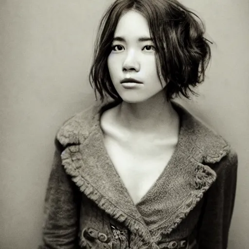 Image similar to a portrait photo of a beautiful young woman who looks like a korean carrie mulligan