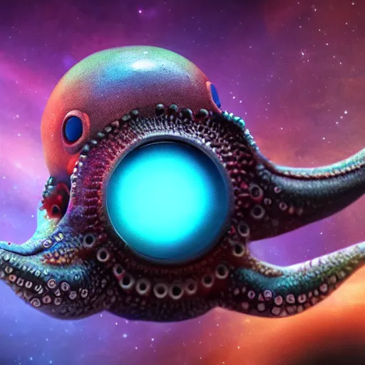 Prompt: a cute galactic alien baby octopus, realistic, extremely detailed 4k