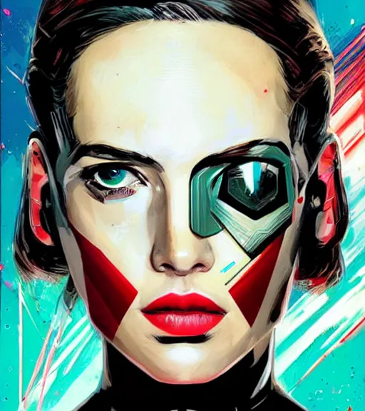 Image similar to portrait of a female android, by MARVEL comics and Sandra Chevrier