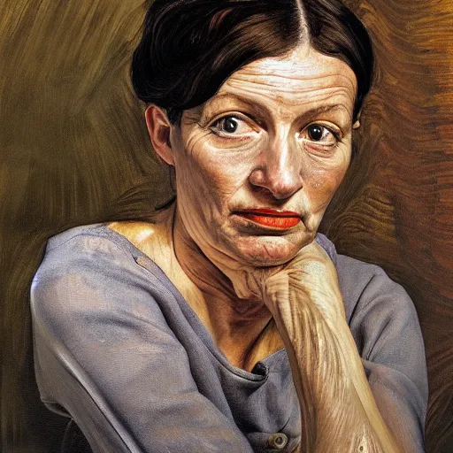Image similar to high quality high detail painting by lucian freud, hd, exotic woman portrait, photorealistic lighting