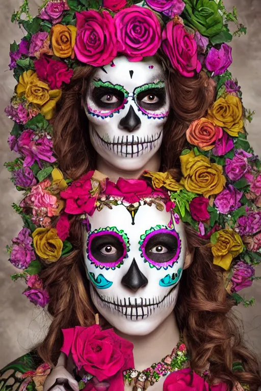 Image similar to Illustration of a sugar skull day of the dead girl, art by Peter Kemp