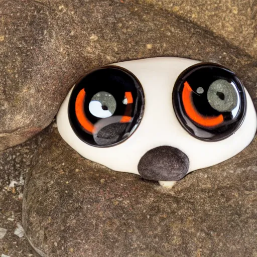 Prompt: boulder with two small googly eyes