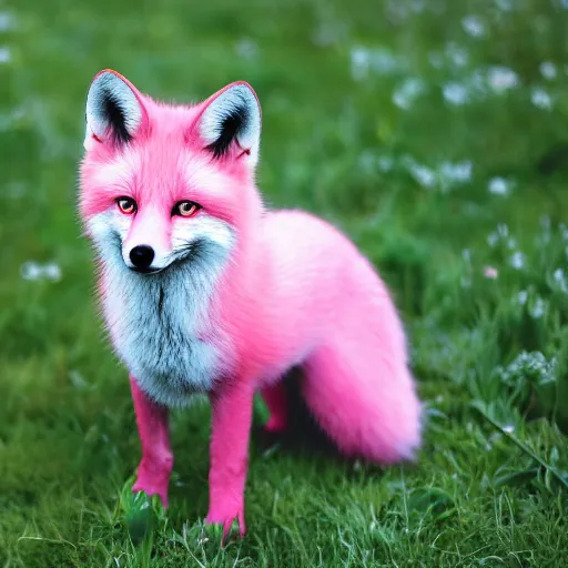 Image similar to pink fox, 8 k, 8 5 mm f 1. 8