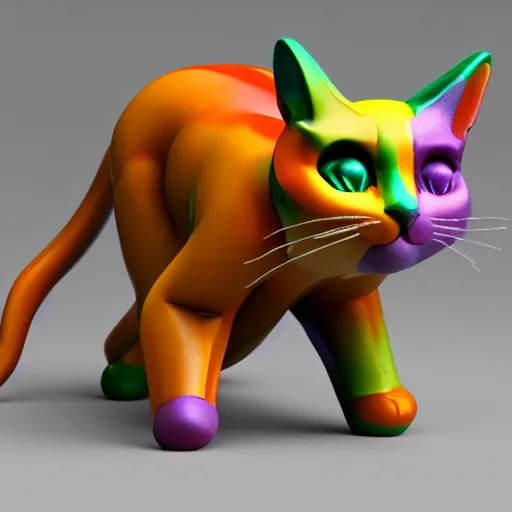 Prompt: colorful cat figurine in the style of kurt adler detailed 3 d rendered sculpture 4 k