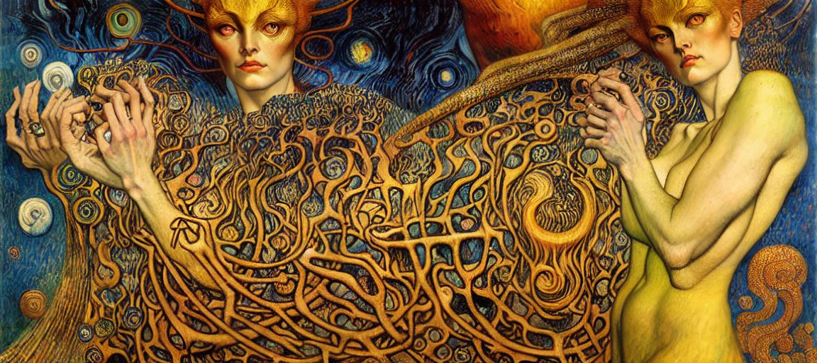 Image similar to Divine Chaos Engine by Karol Bak, Jean Delville, William Blake, Gustav Klimt, and Vincent Van Gogh, symbolist, visionary