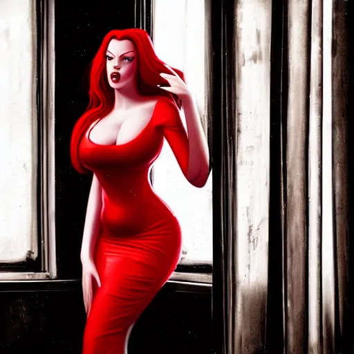 photography beautiful flawless jessica rabbit in her, Stable Diffusion