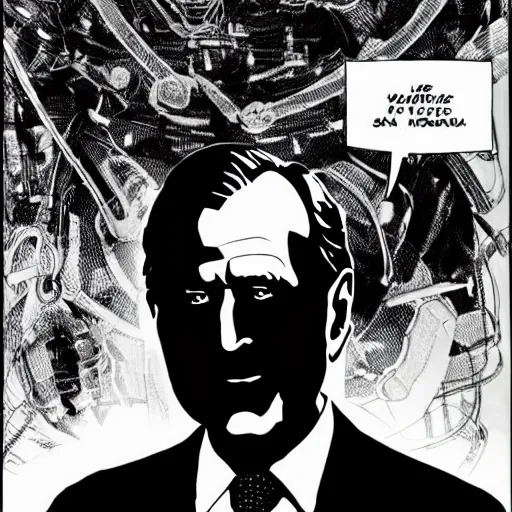 Prompt: George H.W. Bush, by Tsutomu Nihei, 8K, manga