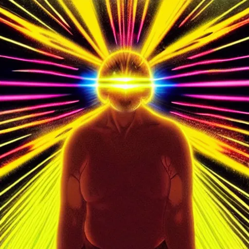 Image similar to god with laser eyes