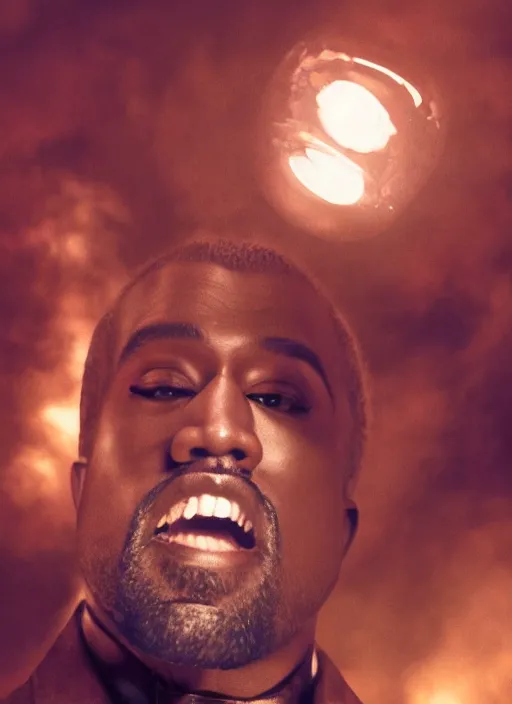 Image similar to portrait kanye west as willy wonka in django unchained, splash art, movie still, cinematic lighting, ray tracing, octane render, long lens, shallow depth of field, bokeh, anamorphic lens flare, 8 k, hyper detailed, 3 5 mm film grain