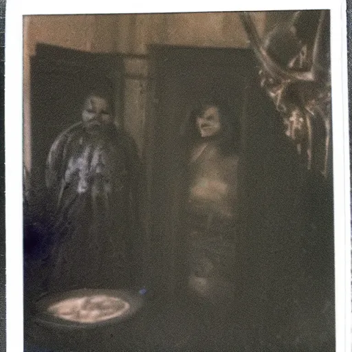 Image similar to summon rot witch fade, ritual aftermath gone wrong, a polaroid photo taken by guillermo del toro