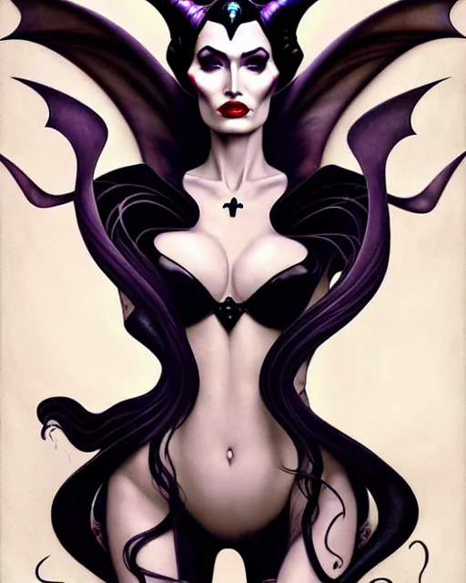 Image similar to new art nouveau portrait of fantasy succubus maleficent megan fox wearing a latex corset, anna dittmann, moebius, wlop, artgerm, patrick nagle, charlie bowater and loish. long windblown hair, very large, clear, expressive, and intelligent eyes, ultrasharp focus, dramatic lighting, photorealistic digital matte painting, intricate.