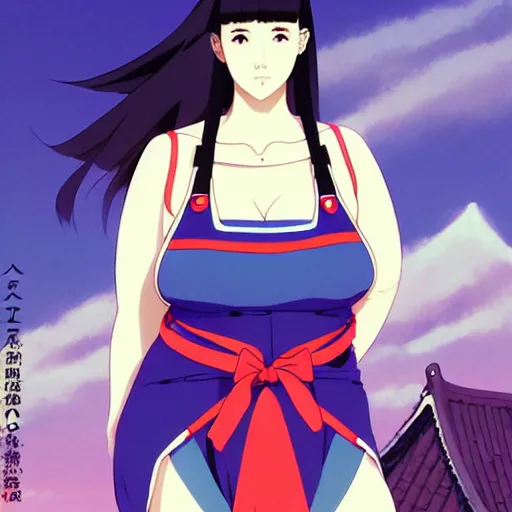 Image similar to a beautiful plus sized model japanese natalie portman, alluring plus sized model, wearing mayan leotard with elegant mayan apron overalls, street fashion hip hop style with mayan patterns, aztec street fashion, gapmoe yandere grimdark, trending on pixiv fanbox, painted by greg rutkowski makoto shinkai takashi takeuchi studio ghibli, akihiko yoshida