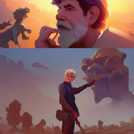 Image similar to hero world george lucas, behance hd by jesper ejsing, by rhads, makoto shinkai and lois van baarle, ilya kuvshinov, rossdraws global illumination