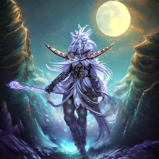 Image similar to moonlight ((((light pillar)))), magic light, moon night, hearthstone art style, epic fantasy style art, fantasy epic digital art, epic fantasy card game art