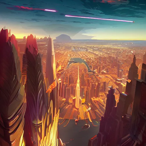 Prompt: people overlooking new york being invaded by aliens, in marble incrusted of legends official fanart behance hd by jesper ejsing, by rhads, makoto shinkai and lois van baarle, ilya kuvshinov, rossdraws global illumination