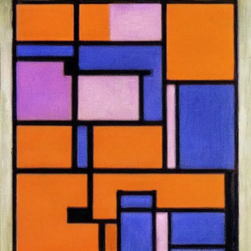 Prompt: composition with orange pink and purple, piet mondrian