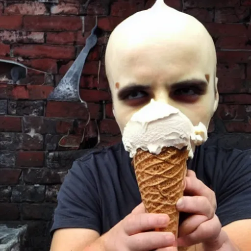 Image similar to penta el cero miedo eating an ice cream cone