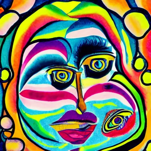 Prompt: colorful woman inside her fingerprint , surrealistic abstract art in the style of claude cahun “
