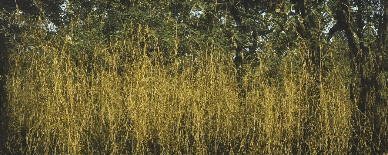 Image similar to meadow of spaghetti growing on trees, canon 5 0 mm, cinematic lighting, photography, retro, film, kodachrome