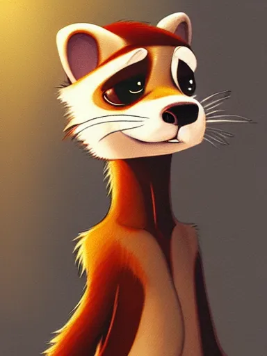 Image similar to beautiful furry art of ferret in smoking, high quality, detailed, zootopia style