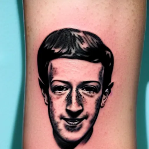 Prompt: a tattoo of mark zuckerberg